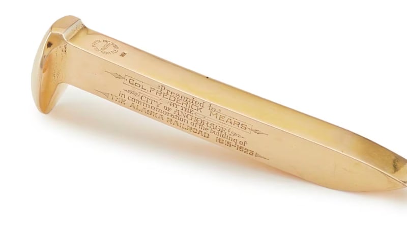 The auction date for the Alaska Railroad golden spike is set for Jan. 24, 2025.