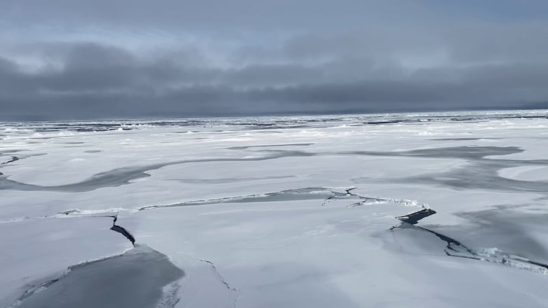The Arctic Ocean north of Alaska and Canada.