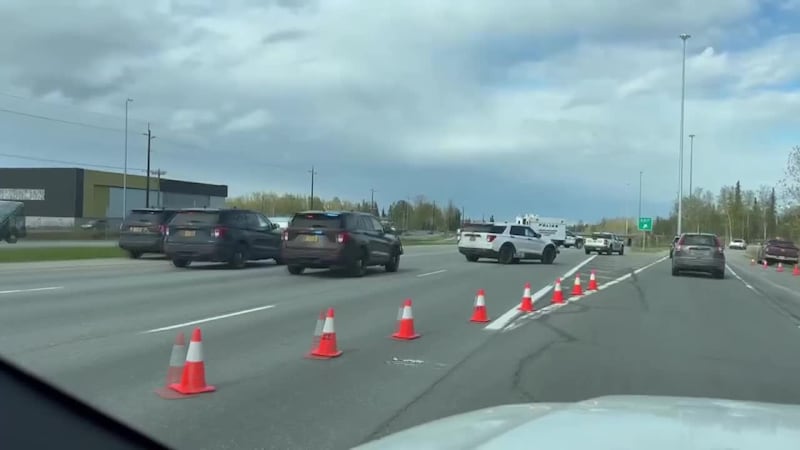 The scene on the southbound lane on Glenn Highway following Tuesday's closure