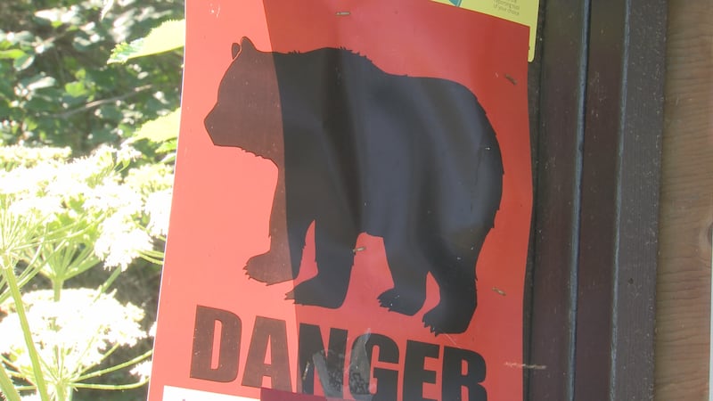 A photo of the sign officials put up when there is a bear attack