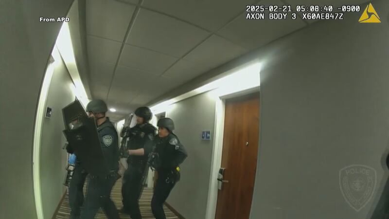 Feb. 21, 2025 Anchorage Police Department officer-involved shooting at the Hampton Inn hotel...