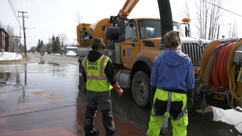 Some neighborhoods in the Fairbanks area have seen street corners flood due to ice blockage in...