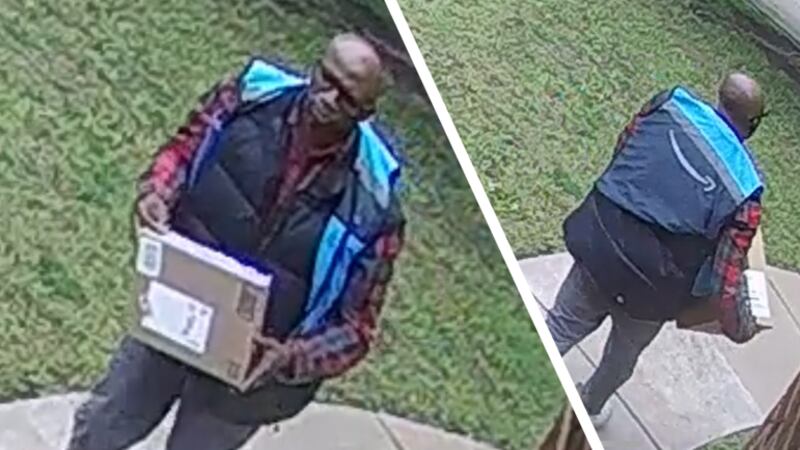 The North Riverside is trying to catch a porch pirate disguised as an Amazon delivery driver.