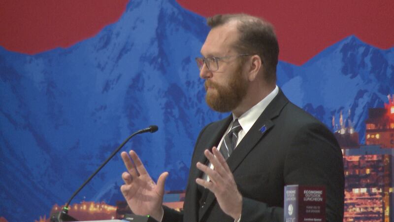 AEDC President Jon Bittner speaks at the Anchorage Economic Forecast Luncheon