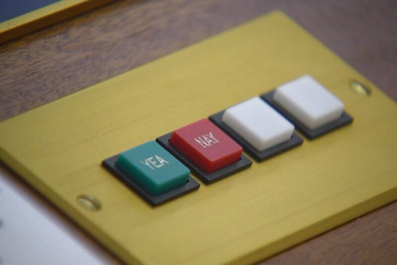 Yay or nay buttons in the Alaska state legislature in Juneau.