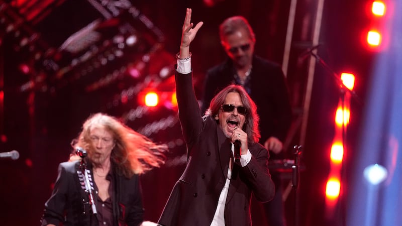 Kelly Hansen of Foreigner performs during the 39th Annual Rock & Roll Hall of Fame Induction...