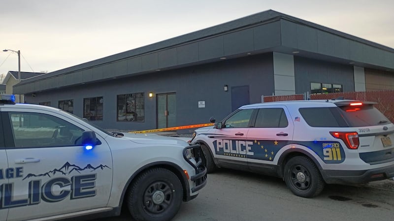 Anchorage police vehicles on the scene of Wednesday's officer involved shooting