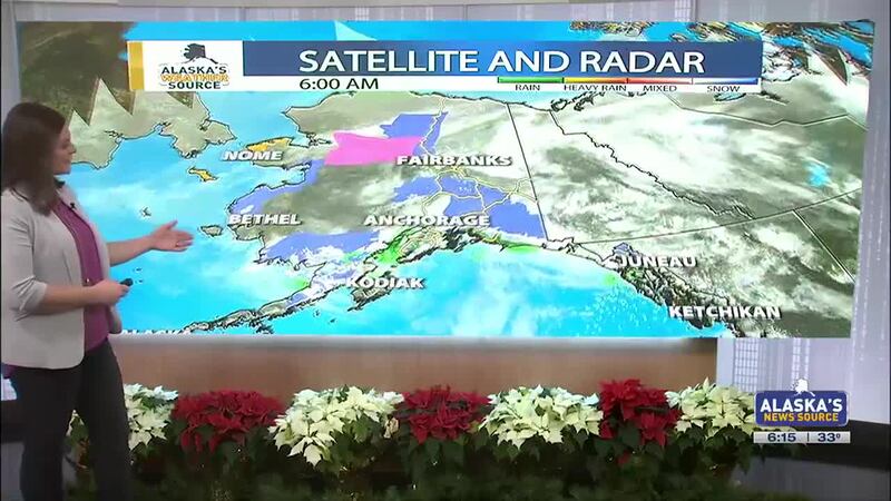 The holiday week starts with a mixed bag of Winter weather across Alaska