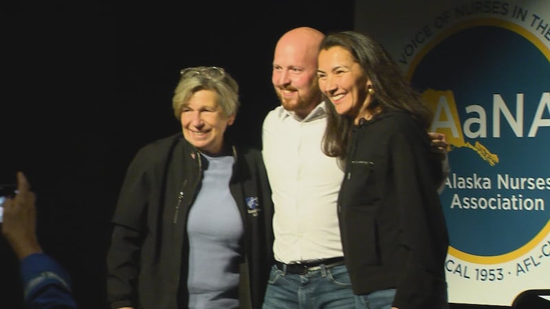 Alaska Democrats Mary Peltola (right), who is running for U.S. Senate, and Jonathan...