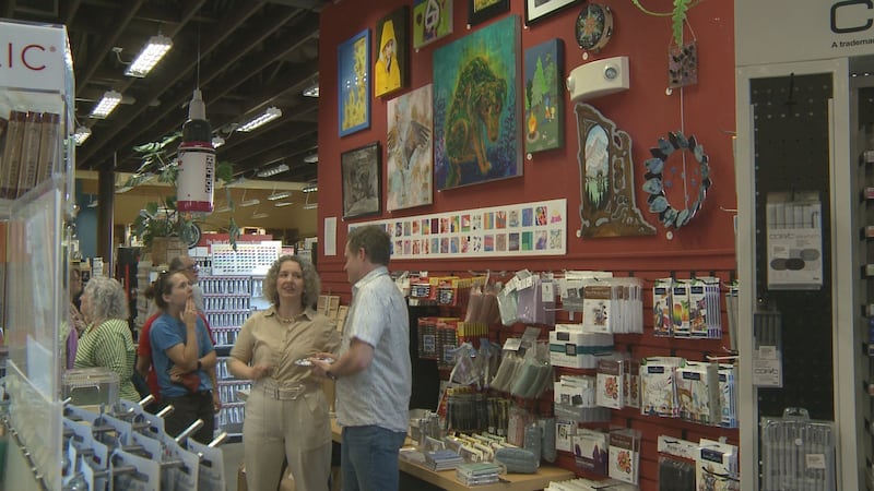 Artists ranging from age 7-70 submitted their work for display in this Spenard art store.