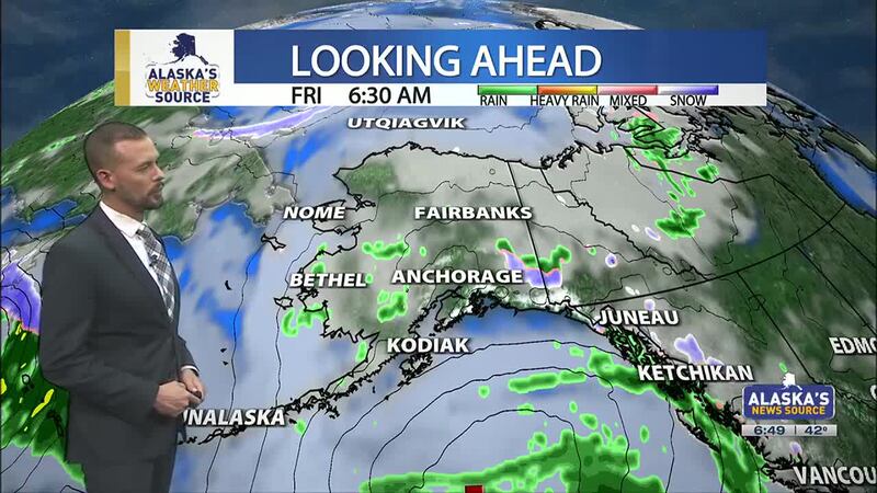 Isolated to scattered showers are possible from Southcentral into the Interior this weekend