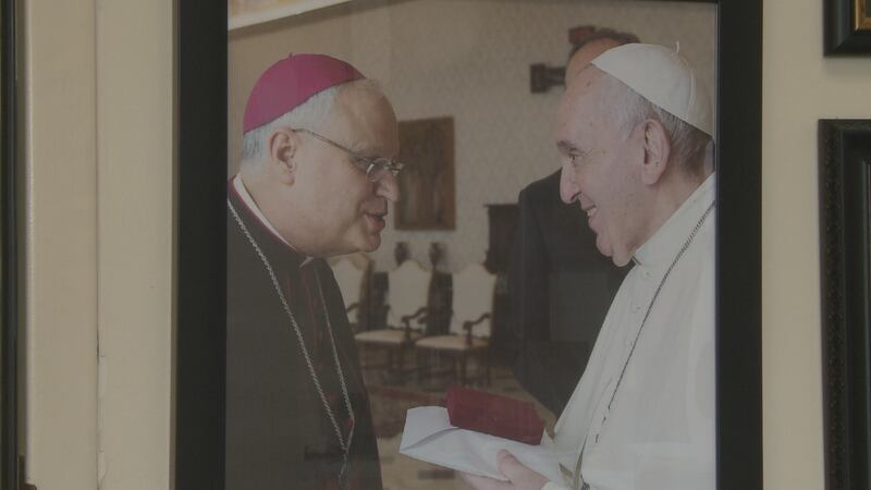 Archbishop Andrew Bellisario with Pope Francis. Bellisario was appointed by Pope Francis.