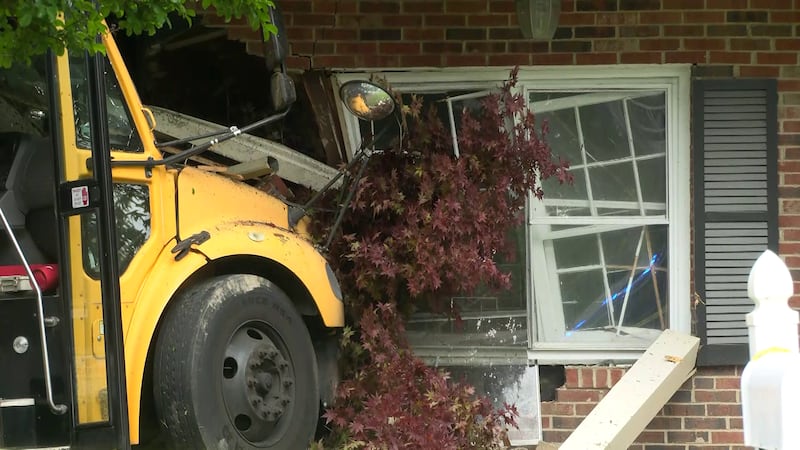 A school bus crashed into a home in Hopewell on Monday, May 5. No serious injuries were reported.