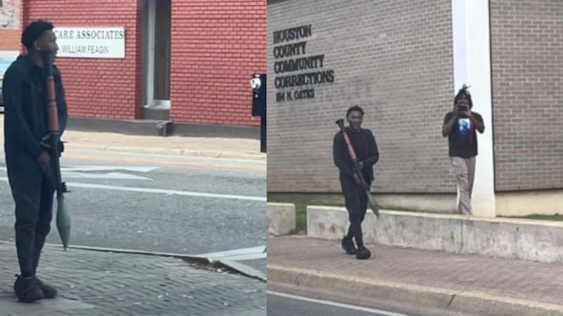 A man in Alabama was arrested for walking around with a fake rocket-propelled grenade...