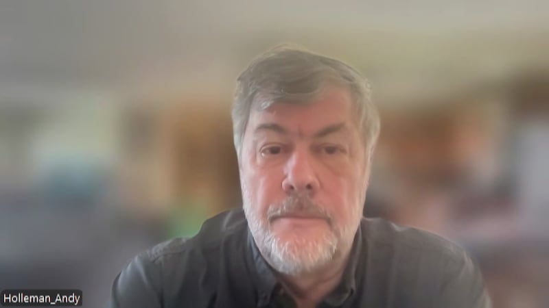 Anchorage School Board President Andy Holleman speaks to district concerns as election day...