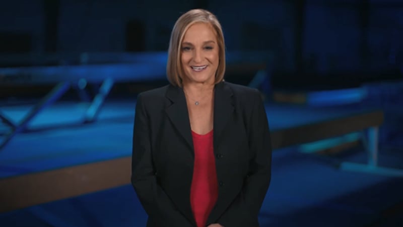 Former Olympic gymnast Mary Lou Retton appears in a broadcast for Comcast-NBC in 2021.