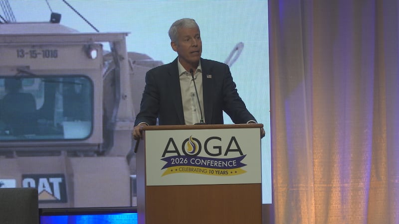 U.S. Energy Secretary Chris Wright speaks at the Alaska Oil and Gas Assoc. conference in...