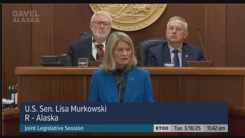 Sen. Lisa Murkowski, R-Alaska, delivers her joint legislative address from Alaska State...