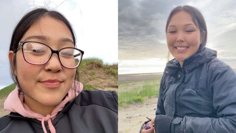 Novely Rivers and Abigail Olson, both 18 years old from Hooper Bay