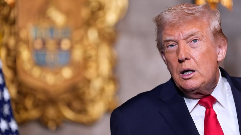 President Donald Trump speaks at his Mar-a-Lago club, Monday, Dec. 22, 2025, in Palm Beach, Fla.