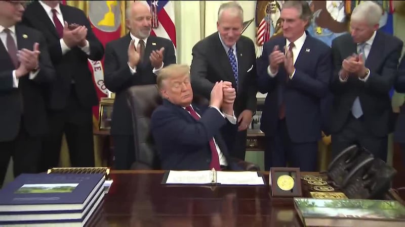 President Donald Trump and Alaska Sen. Dan Sullivan in the Oval Office on Sept. 30, 2026.