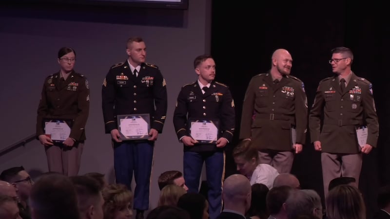 Soldiers honored at the 55th Military Appreciation Banquet in Fairbanks, Alaska.