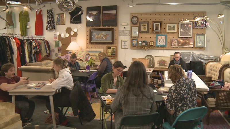 Artists come together the last Sunday of each month to try a new medium at the vintage shop in...