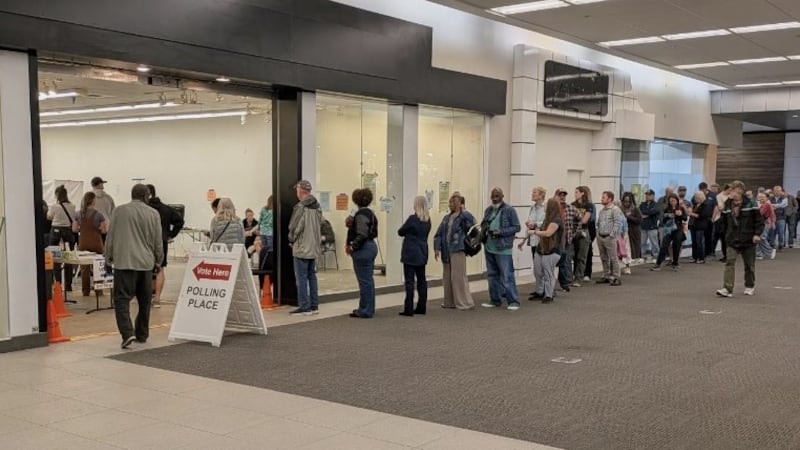 Long lines are seen at early voting locations in Anchorage, Alaska, on Aug. 17, 2026.