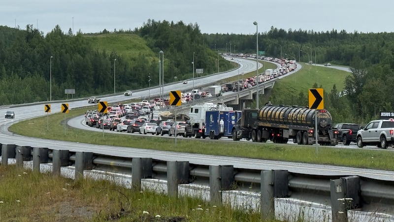 The southbound lanes of the Glenn Highway were closed July 9, 2026 near the S-curves due to a...