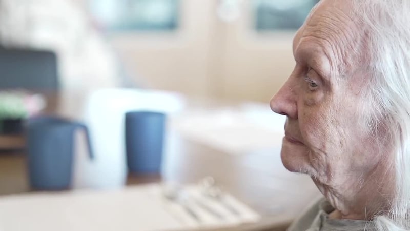 In the sunny dining hall of Aspen Hills Assisted Living, 85-year-old Loretta Cobban walks the...