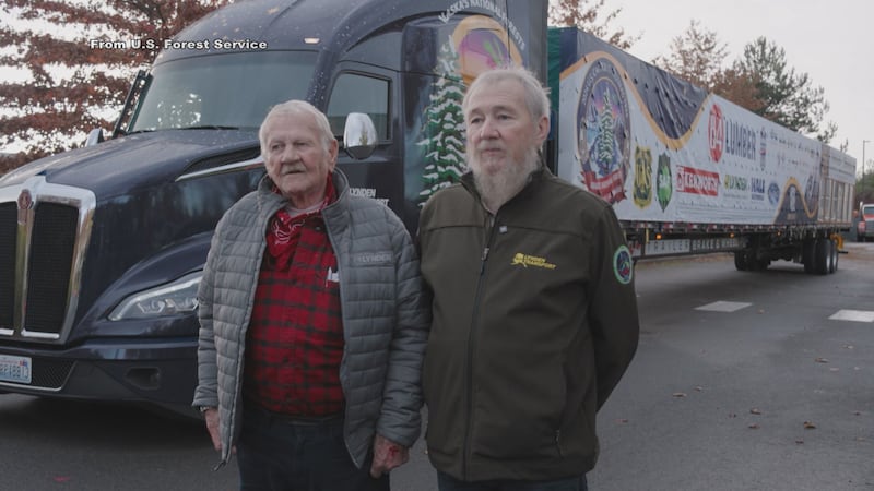 Alaskans Fred Austin and John Shank are Lynden drivers delivering the Capitol Christmas Tree