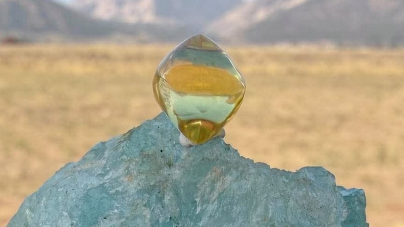 This photo provided by Jack Pearadin shows the American Dream diamond sitting on top of a...