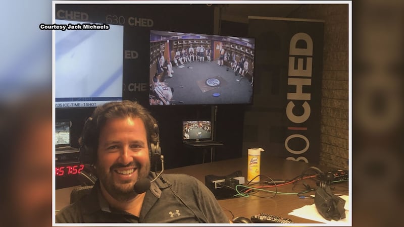 Jack Michaels at the CHED studio in Edmonton.