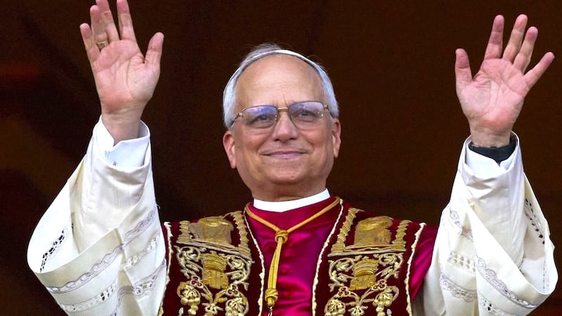 Newly elected Pope Leo XIV appears at the balcony of St. Peter's Basilica at the Vatican,...