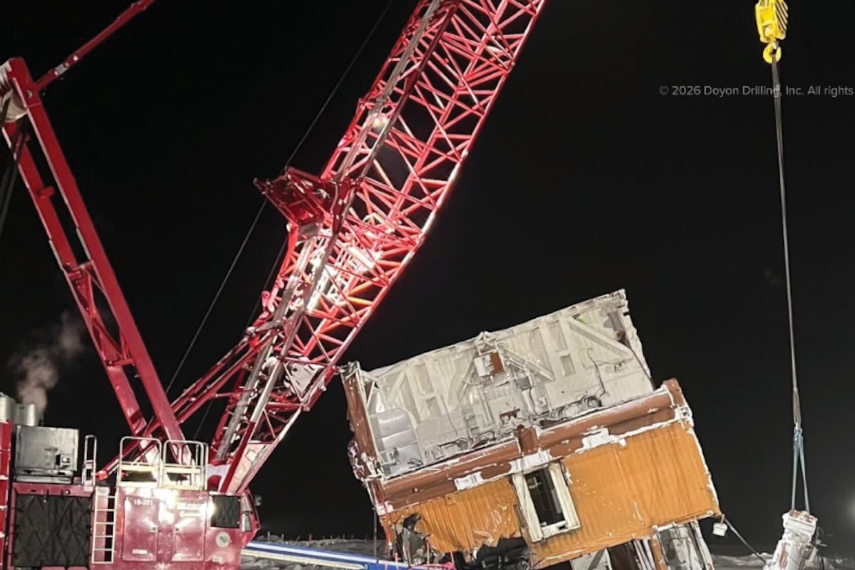 New photos show latest work on oil rig that collapsed on North Slope tundra