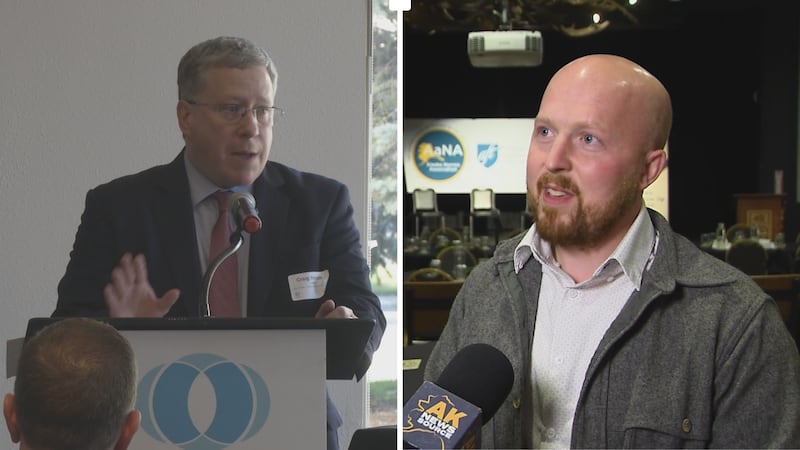 Opposing ranked choice voting, Alaska's Former Attorney General Craig Richards (left) says at...