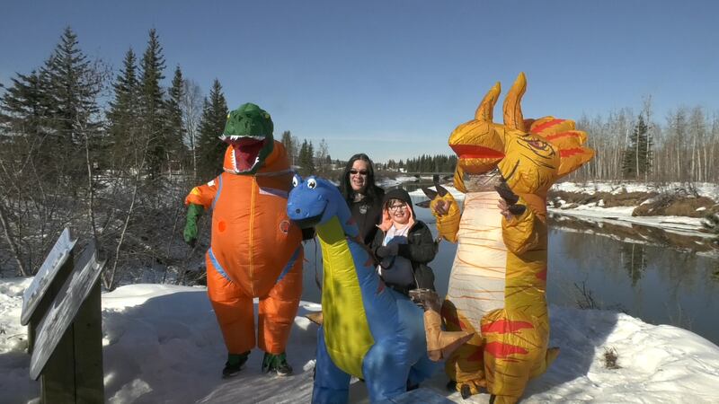 Breese and her family and friends also dress as dinosaurs for events around Fairbanks.