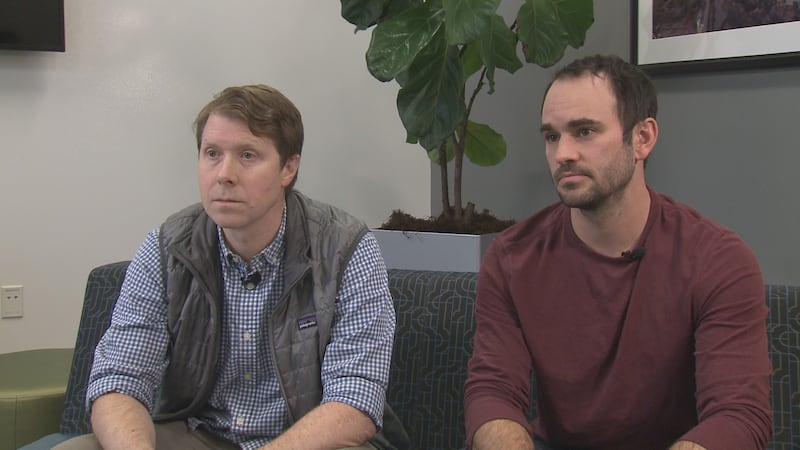 Members of Alaska Dads for Economic and Student Capacity, Francis McLaughlin (left) and Matt...