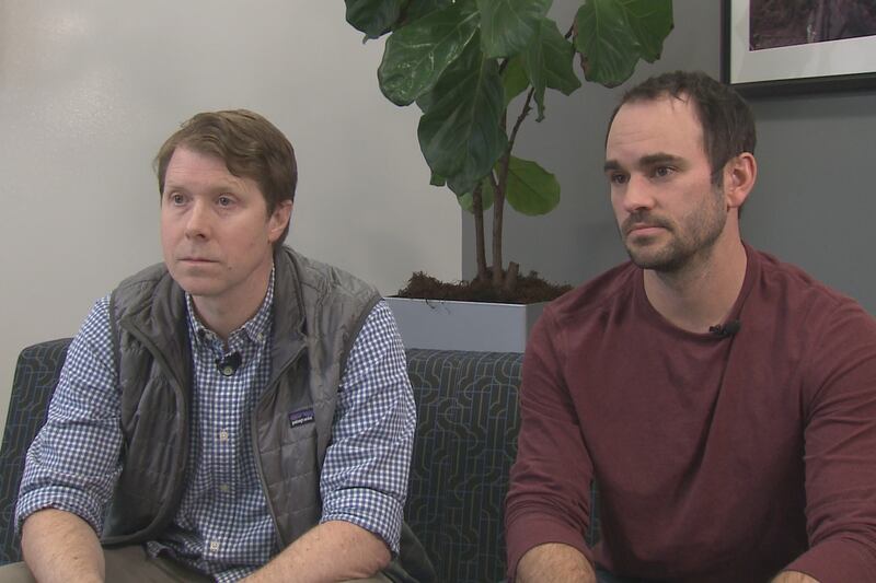 Members of Alaska Dads for Economic and Student Capacity, Francis McLaughlin (left) and Matt...