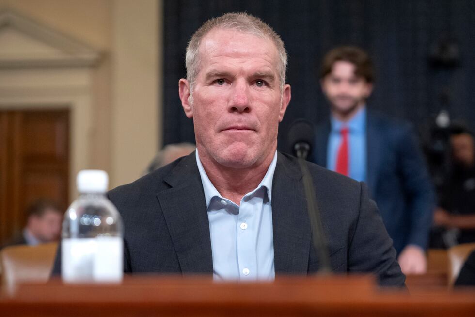Former NFL quarterback Brett Favre appears before the House Committee on Ways and Means on...