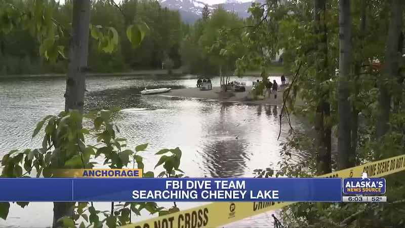 FBI dive teams were seen searching Cheney Lake in Anchorage on Monday for evidence related to...