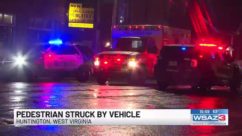 A person was struck by a vehicle on Friday night in downtown Huntington, according to Cabell...