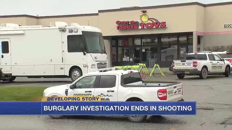 Police say a burglary report resulted in a deadly shooting in a south Anchorage parking lot...